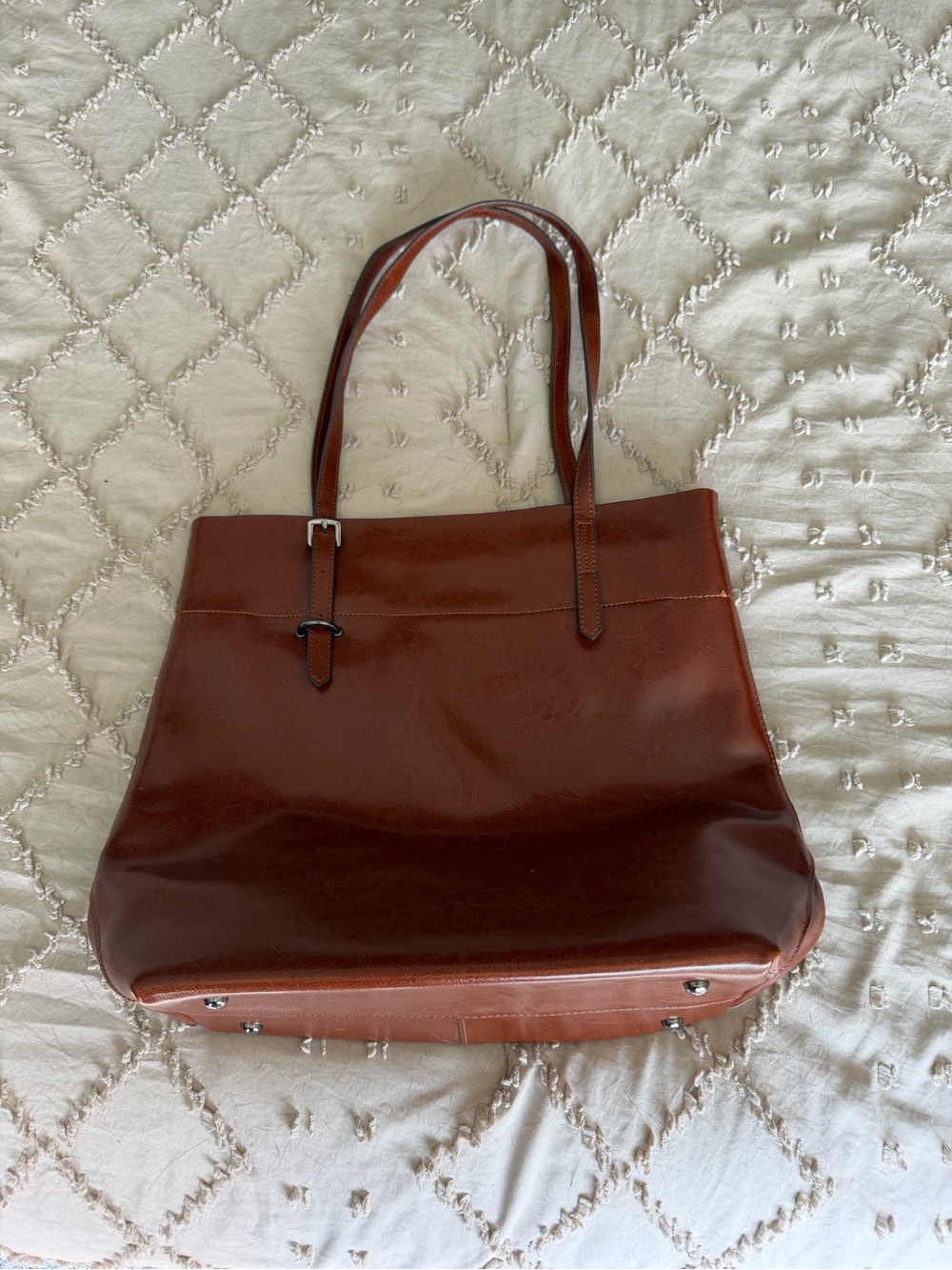 Kattee Classic Brown Leather Tote Shoulder Bag